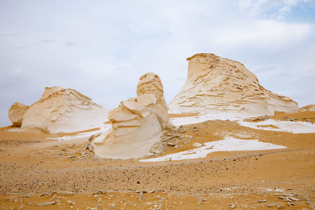 The limestone formation rocks in the Western White Desert, Egyptの写真素材