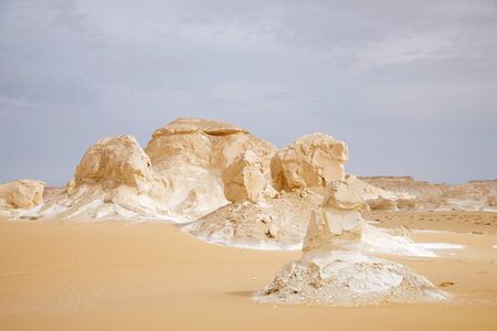 The limestone formation rocks in the Western White Desert, Egyptの写真素材