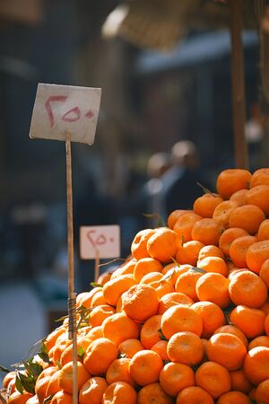 oranges in a cairo street market, egypt, shallow dofの写真素材