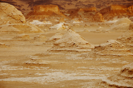 The limestone formation rocks in the White Desert, Egyptの写真素材