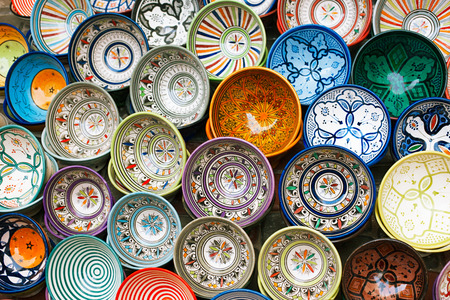 moroccan souk crafts souvenirs in medina, Essaouira, Moroccoの写真素材