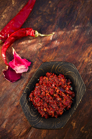 Traditional home-made  rose harissa - morrocan red hot chilles pasteの写真素材