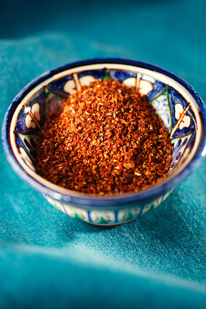 Natural ground sun dried tomatoes powder have a very particular flavour, both sweet and savouryの写真素材