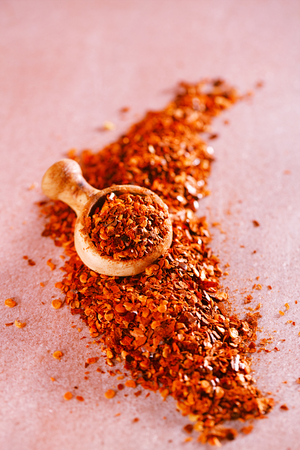 Calabrian Chilli Pepper flakes or  Little Devil southern Italy  spicy pepperの写真素材