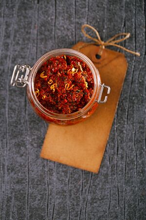 Red Hot chilli and herb paste  ajika - red hot chilles paste with a hint of lemon zestの写真素材