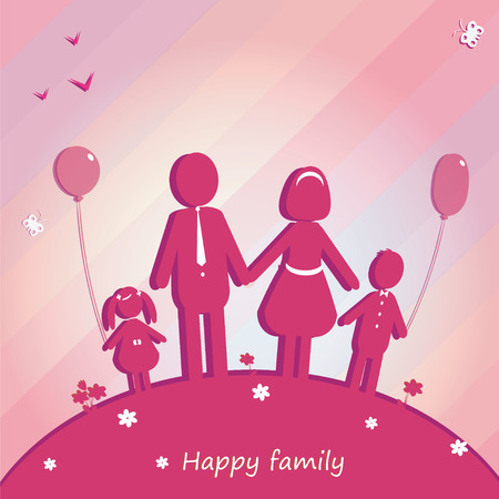 Happy family outdoor. のイラスト素材