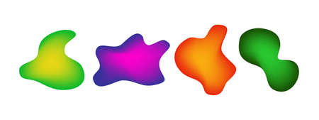 Gradient liquid blob shapes. Set of absrtact irregular fluid shapes. Vector silhouettes of simple rounded smoot water formsのイラスト素材