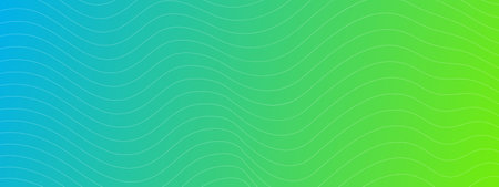 Dynamic background with wave lines. Green gradient backdrop with white wave lines. vector backgroundのイラスト素材