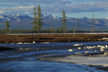 Yakutia, Moma river, Big Moma frazil, Ulakhan-Taryn.の写真素材