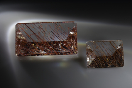 Quartz with rutile. Cut stone.の写真素材