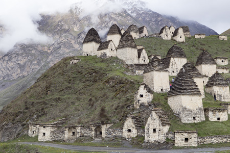 The medieval vaults complex in the village of Dargavs. North Ossetia. North Caucasus. Russia.の写真素材