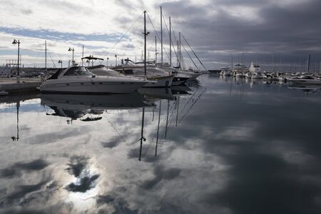 Yacht docked in the port. The Seafront Of Limassol. Cyprus.の写真素材
