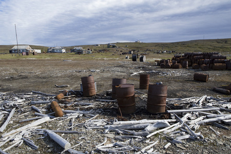 The old equipment in the abandoned Soviet polar station. The Island Of Bolshoi Begichev. The Laptev Sea. Russia.の写真素材