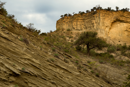 The landscapes of the canyon of Pantishara. Vashlovani protected areas in Georgia.の写真素材