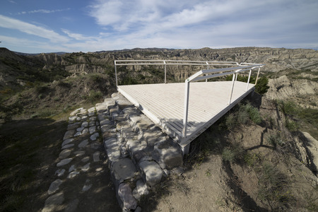 An observation deck with canyon views. Vashlovani protected areas in Georgia.の写真素材