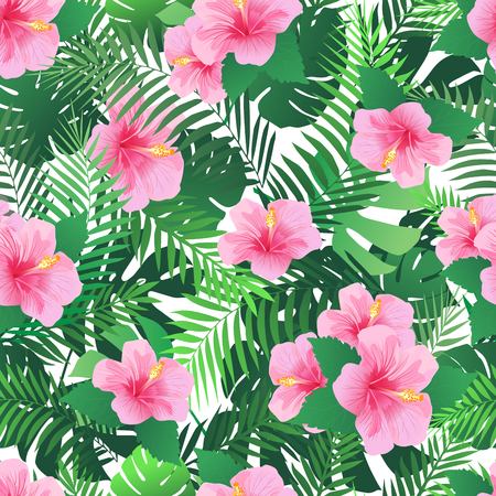 Colorful seamless pattern with pink flowers for different uses.のイラスト素材