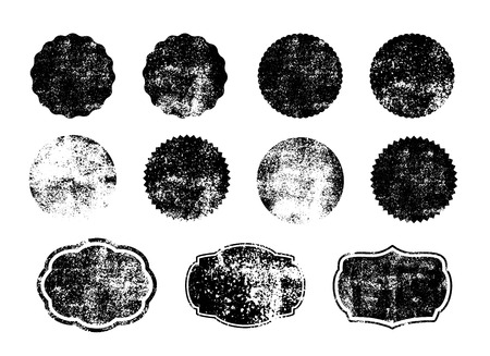 Collection of grunge circle shapes. design elements for  , branding, label. Old, dirty forms, frames.のイラスト素材