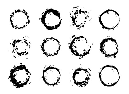 Set of Grunge Splatter Circle Stains. vector illustration.のイラスト素材