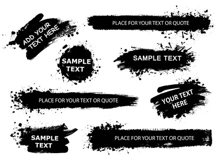 Vector banners, backgrounds, posters for quote or text collection. Hand drawn frames, strokes and round speech boxes. Grunge texture.のイラスト素材