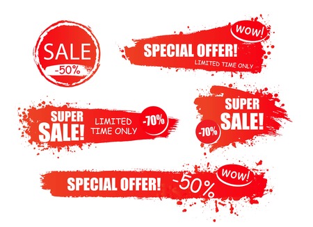 Set of sale creative stickers with place for your text, information, message. Super sale backgrounds, banners.のイラスト素材