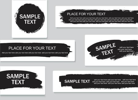 Vector banners, backgrounds, posters for quote or text collection. Hand drawn frames, strokes and round speech boxes. Grunge texture.のイラスト素材