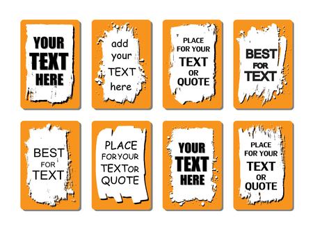 Vector quote or text boxes collection. Hand drawn frames. Grunge brush strokes, splatter textures.のイラスト素材