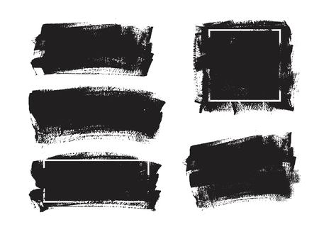 Set of universal grunge black paint background with frame. Dirty artistic design elements, boxes, frames for text.の写真素材