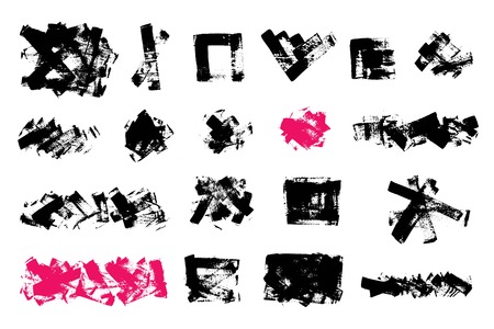 Vector set of grunge artistic brush strokes,のイラスト素材