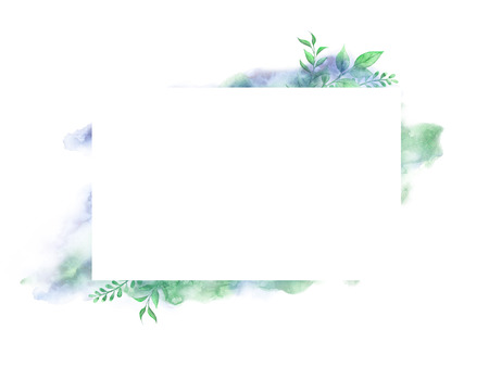 Watercolor flowers. Floral composition, place for text, frame. Design element for card, book cover, save the date.の写真素材