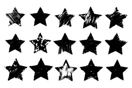 Grunge black star. Hand drawn design element.のイラスト素材