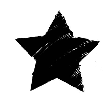 Grunge textured black star. Hand drawn design element.のイラスト素材