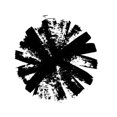 Black grunge circle. Round hand drawn shape.のイラスト素材