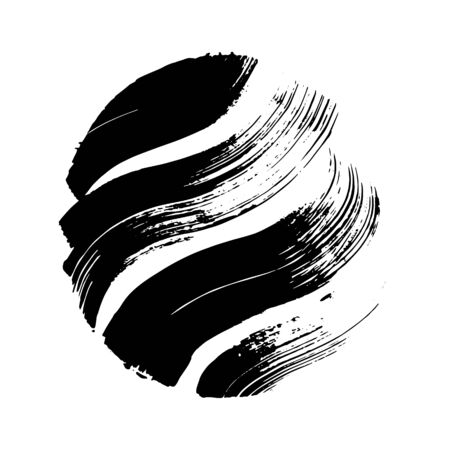 Black grunge circle. Round hand drawn shape.のイラスト素材