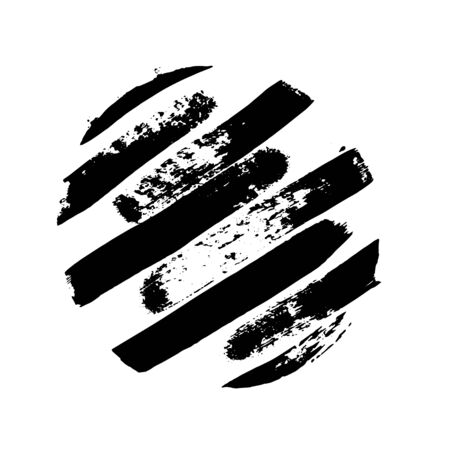 Black grunge circle. Round hand drawn shape.のイラスト素材