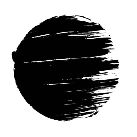 Black grunge circle. Round hand drawn shape.のイラスト素材
