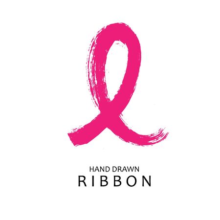 Hand drawn grunge ribbon. Symbol cancer, AIDS awareness.のイラスト素材