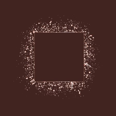 Geometric frame with rose gold texture, shiny splatters. Geometric composition for card, invitation, design.のイラスト素材