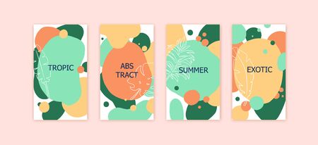 Set of abstract trendy modern backgrounds, cards, brochures, covers. Packaging design template. Fluid organic colorful shapes, design elements.のイラスト素材