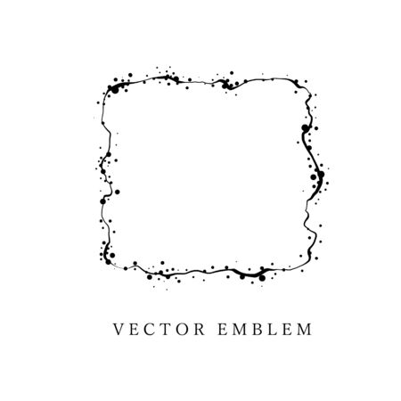 Frame with wavy liquid contour and dotty texture. Design element for card, invitation. Artistic background.のイラスト素材