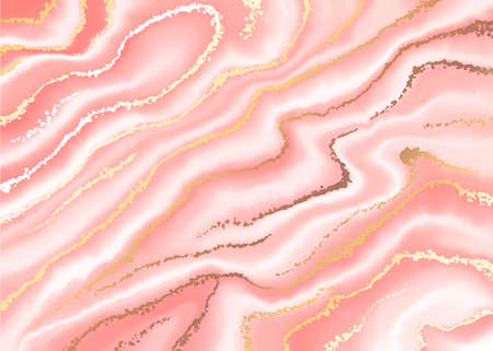 Modern style marble background. Pink, blush, white, golden liquid wavy texture. Luxury marbling backdrop, card, cover.のイラスト素材