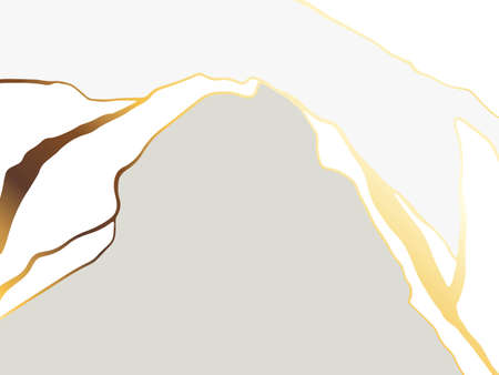 Black and white, grey abstract marble stone design, minimal kintsugi art style. Golden luxury crack ground, abstract landscape. Patterns, covers, logo, branding template.のイラスト素材