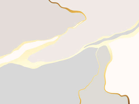 Black and white, grey abstract marble stone design, minimal kintsugi art style. Golden luxury crack ground, abstract landscape. Patterns, covers, logo, branding template.のイラスト素材