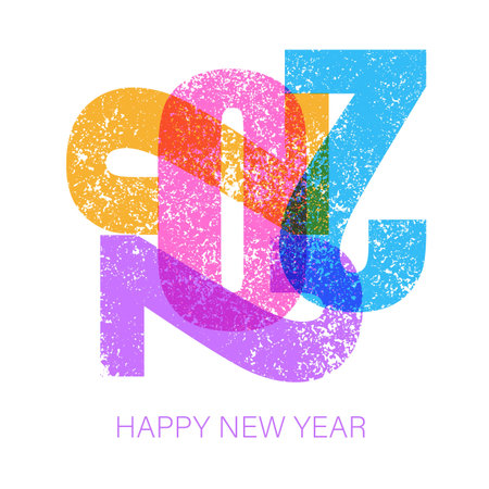 Creative colorful concept of 2022 Happy New Year poster, card, invitation. Design template with...