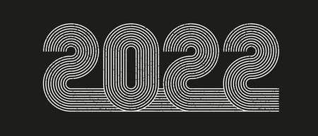 2022 line art design. Retro, 70s style numbers.のイラスト素材