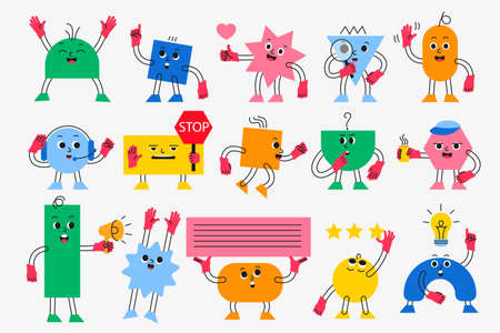 Abstract characters. Funny faces, emotionsのイラスト素材