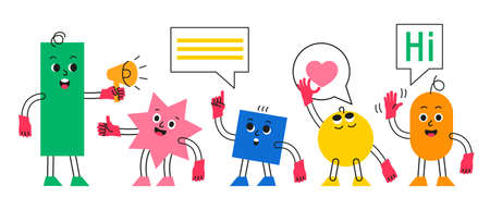Abstract characters. Funny geometric facesのイラスト素材