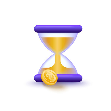 3d vector hourglass and golden coin with dollar. Saving money and time concept.のイラスト素材