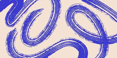 Grainy rough bold brush strokes with hand drawn texture. Distress damaged vintage template. Texture overlay. Waves, curves. Retro grunge background for posters, backdrop. Old wall design.のイラスト素材