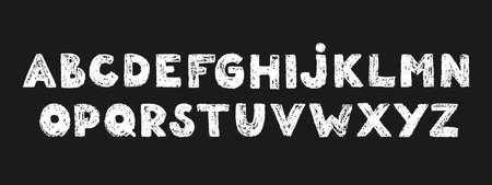 Cute crayon hand drawn letters. Kid font. ABC. School alphabet with chalk texture.のイラスト素材