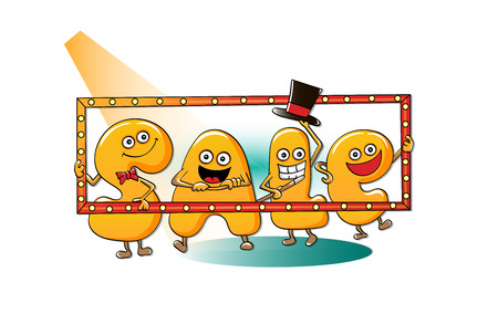 Funny characters of sale: letters on white backgroundのイラスト素材